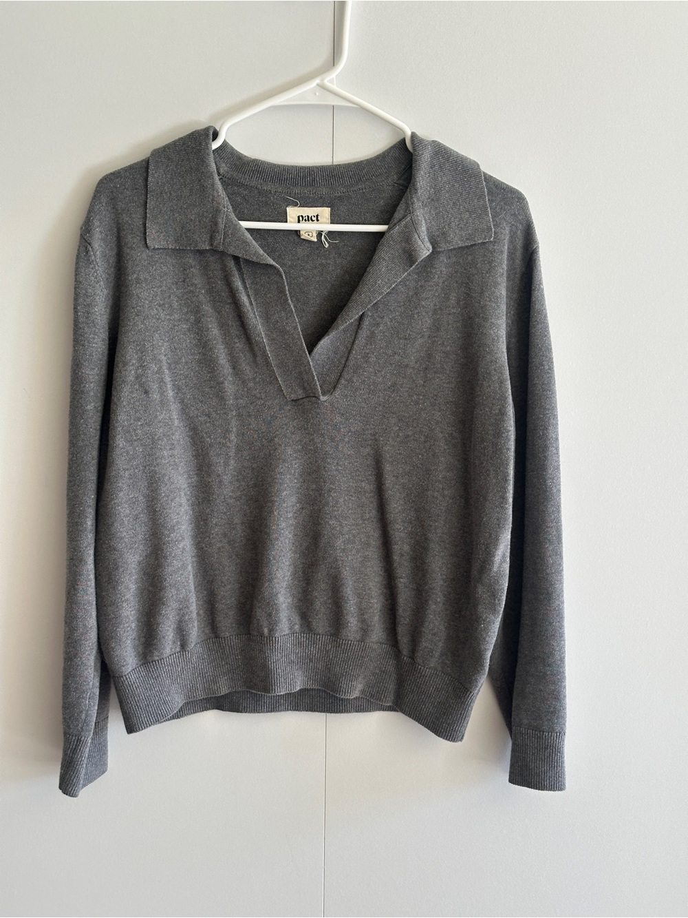 Pact Organic Cotton Gray Collared Sweater
